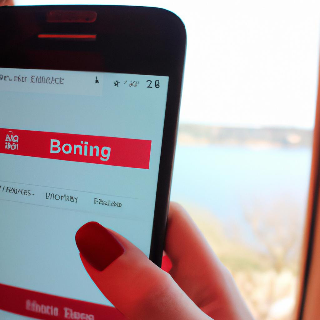 Woman booking Airbnb on smartphone