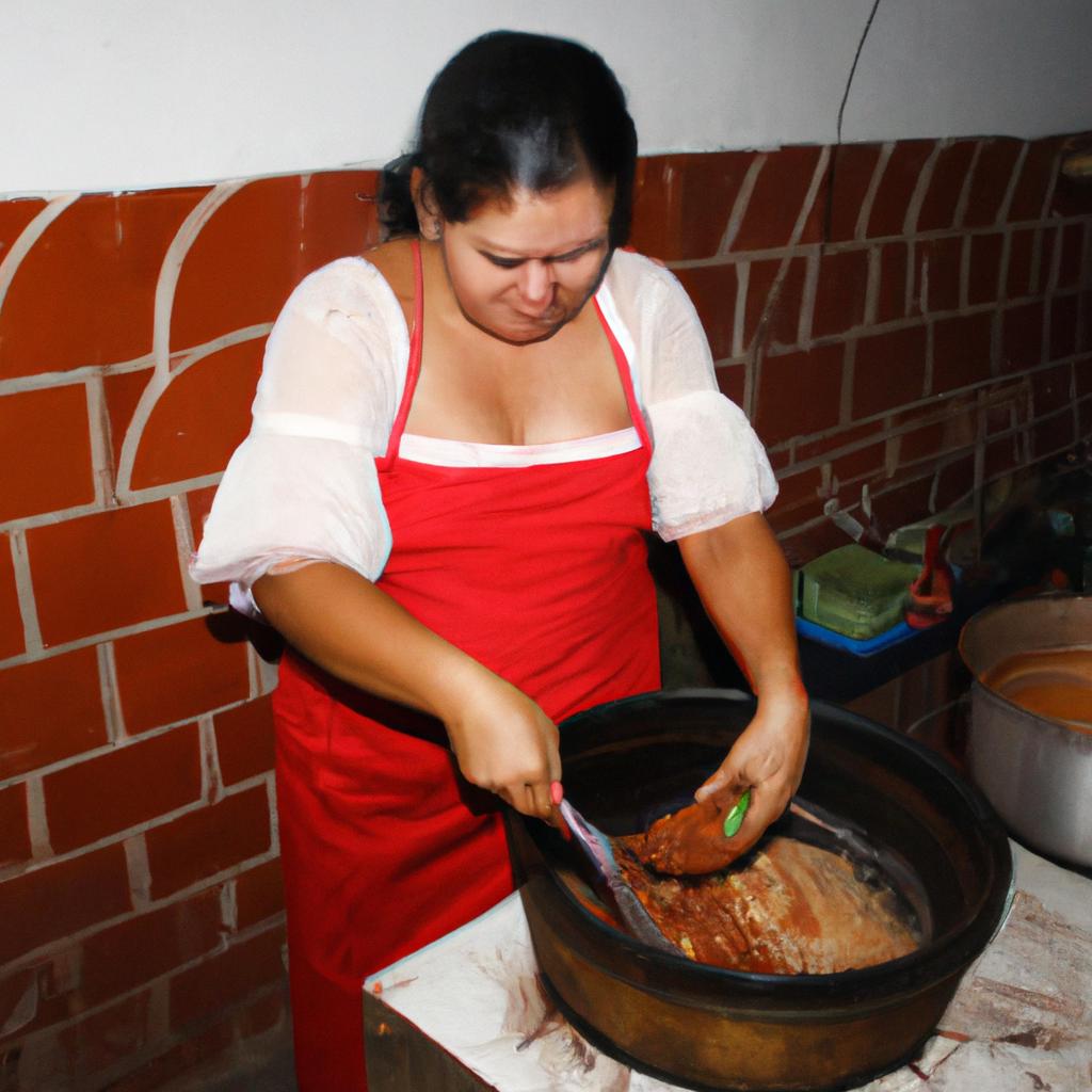 Woman cooking traditional Mexican dishes