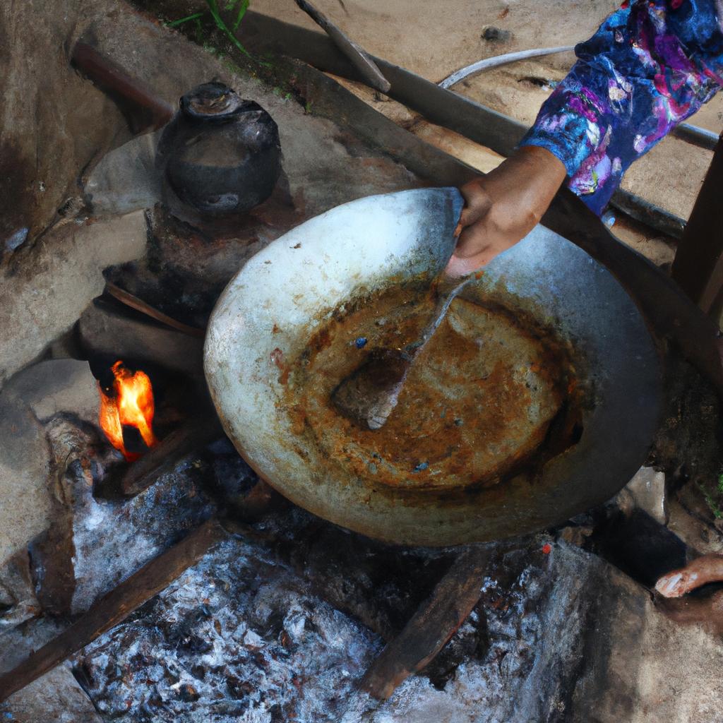 Person cooking traditional local dish