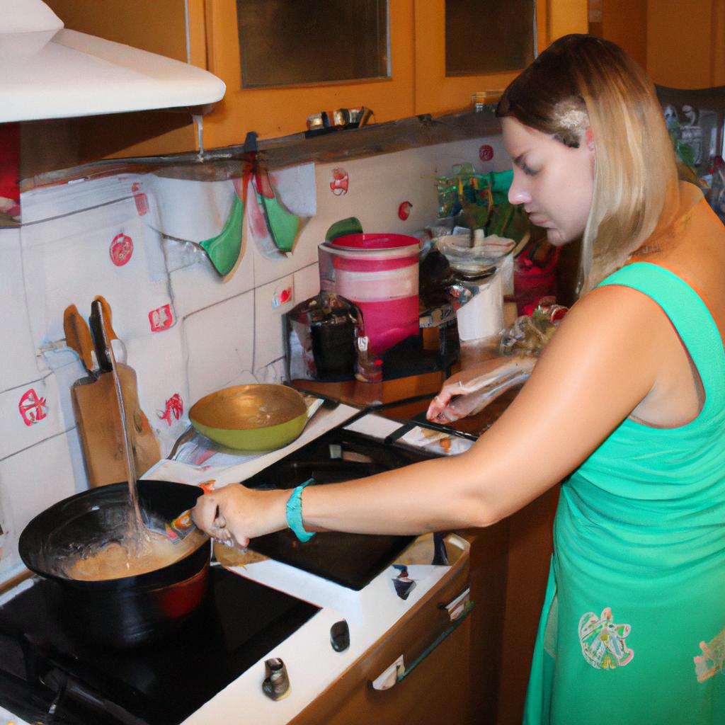 Woman cooking in a kitchen
