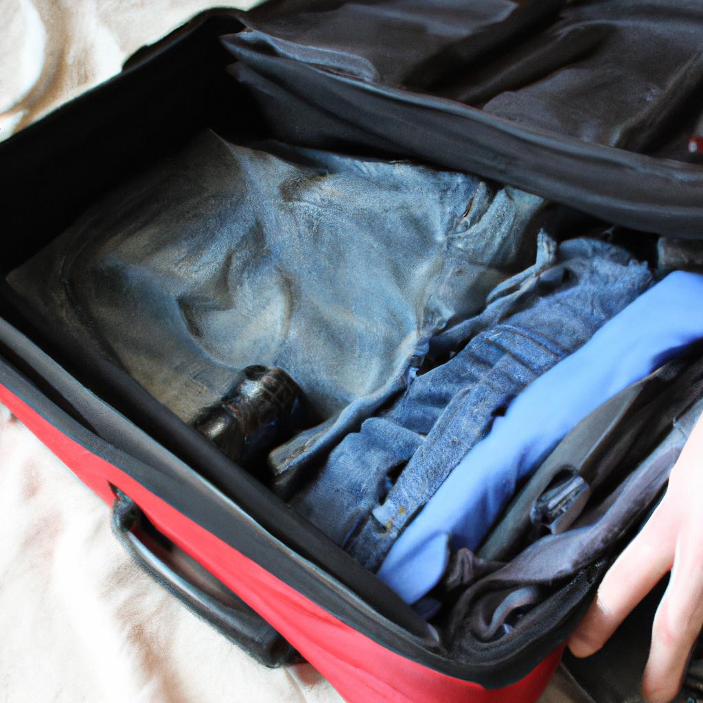 Person packing suitcase for travel