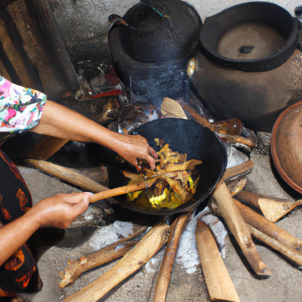 Person cooking traditional local dish