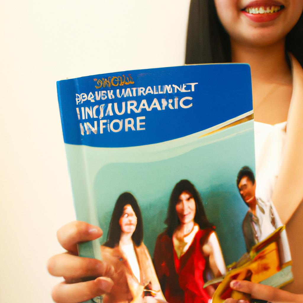 Woman holding travel insurance brochure